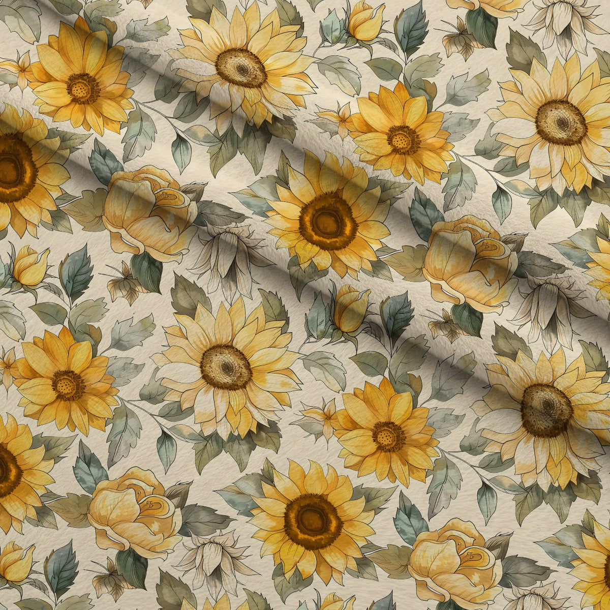 Golden Harvest Blooms Pattern 4 Fleece Fabric — fleece fabric folded close-up preview (mv-fleece-v1:lying)