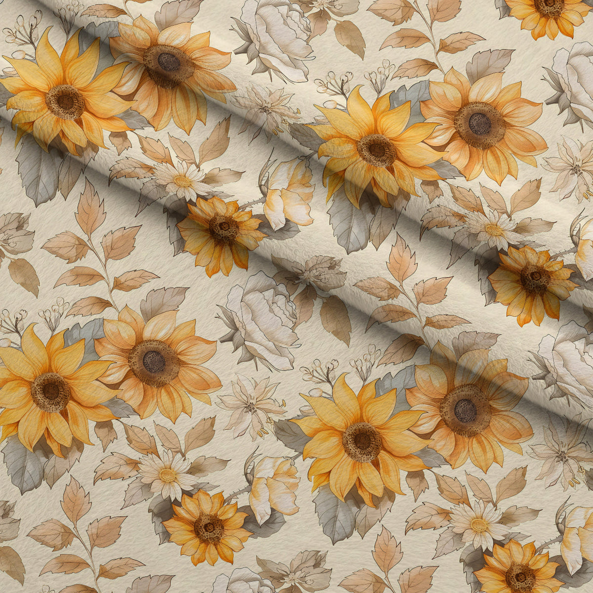 Golden Harvest Blooms Pattern 9 Fleece Fabric — fleece fabric folded close-up preview (mv-fleece-v1:lying)