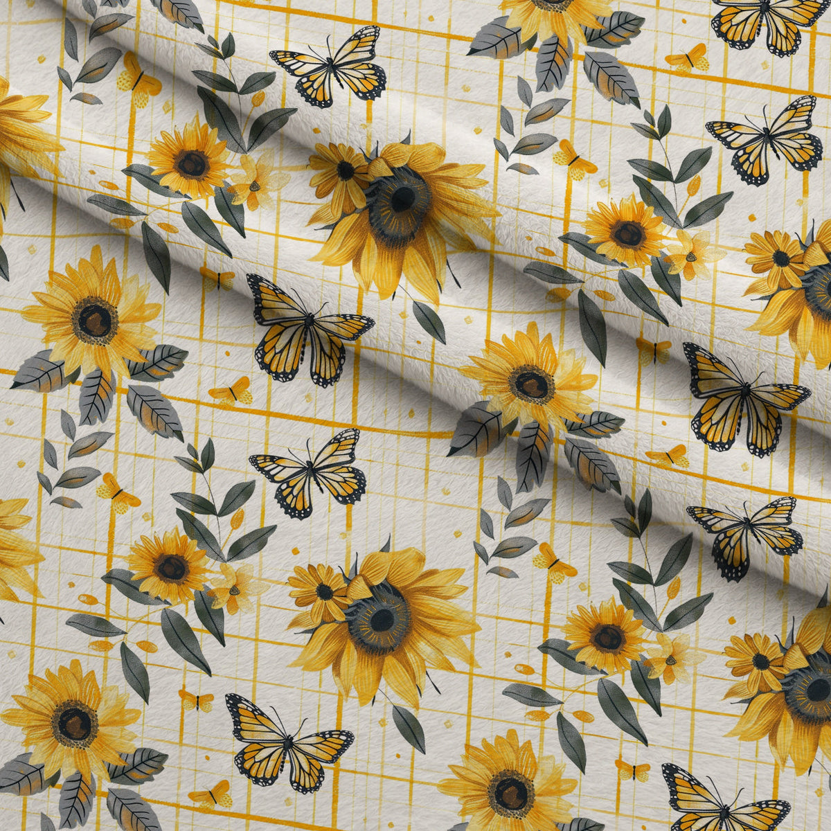 Golden Meadow Flutter Pattern 11 Fleece Fabric — fleece fabric folded close-up preview (mv-fleece-v1:lying)