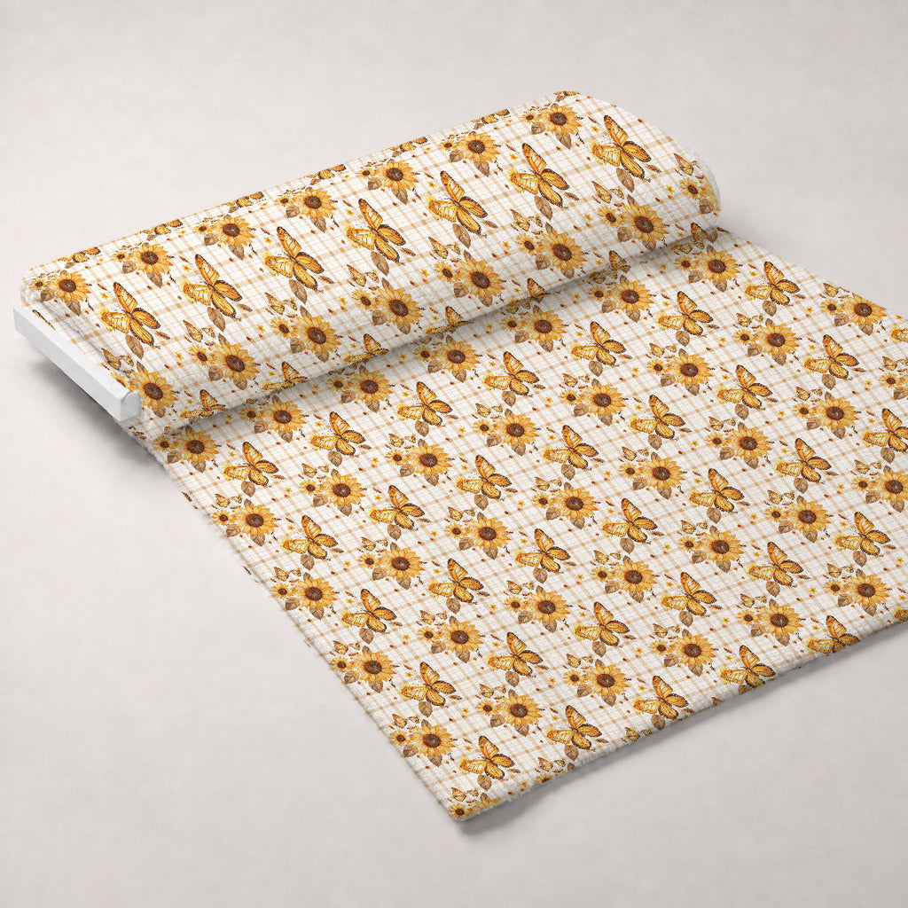 Golden Meadow Flutter Pattern 2 Fleece Fabric — fleece fabric unrolled bolt preview (mv-fleece-v1:bolt)