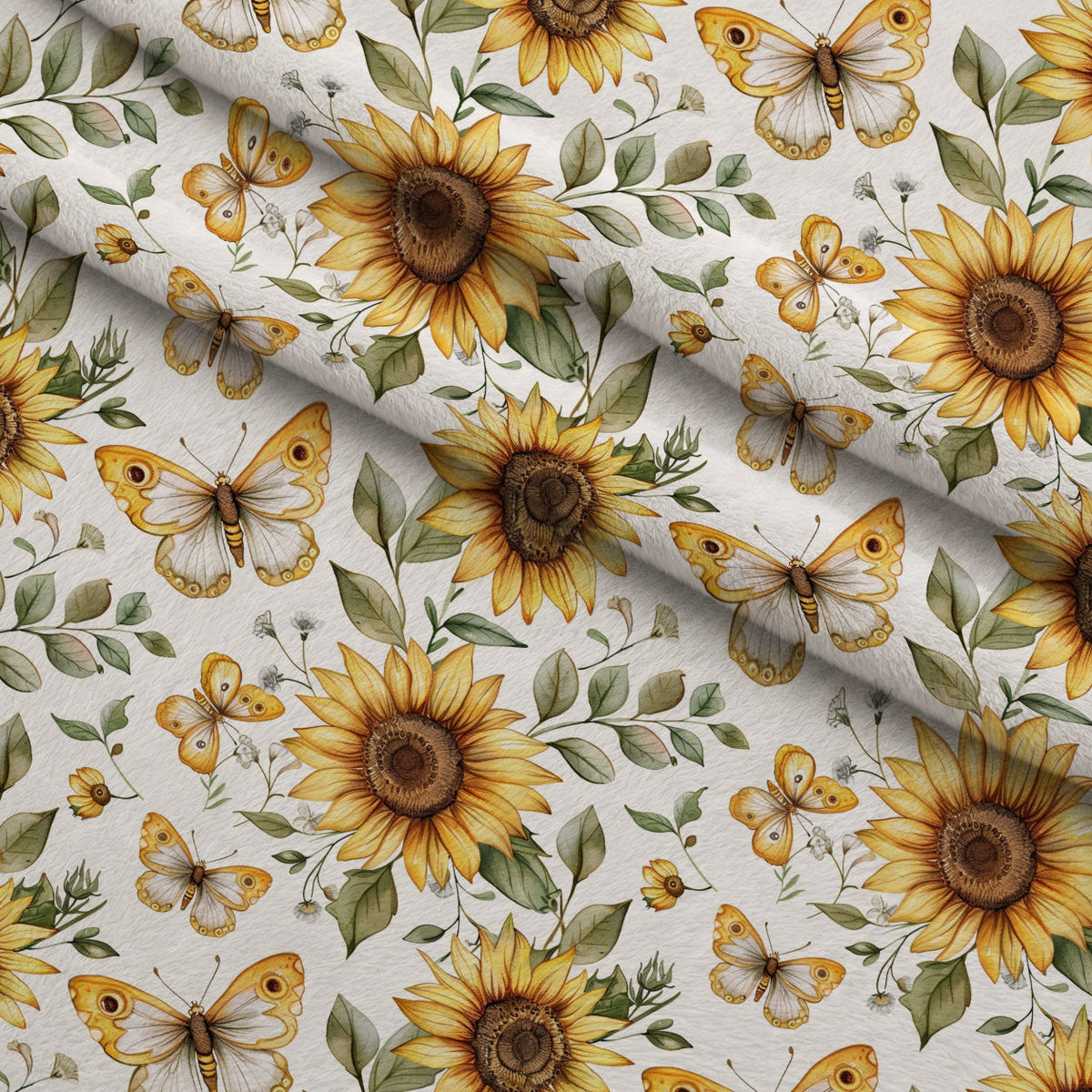 Golden Meadow Flutter Pattern 3 Fleece Fabric — fleece fabric folded close-up preview (mv-fleece-v1:lying)