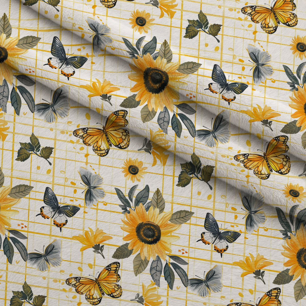 Golden Meadow Flutter Pattern 5 Fleece Fabric — fleece fabric folded close-up preview (mv-fleece-v1:lying)