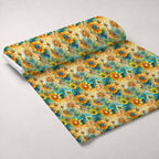 Golden Paisley Garden Pattern 11 Fleece Fabric — fleece fabric unrolled bolt preview (mv-fleece-v1:bolt)