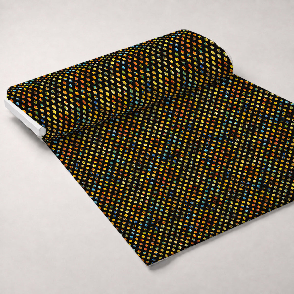Golden Paisley Garden Pattern 15 Fleece Fabric — fleece fabric unrolled bolt preview (mv-fleece-v1:bolt)