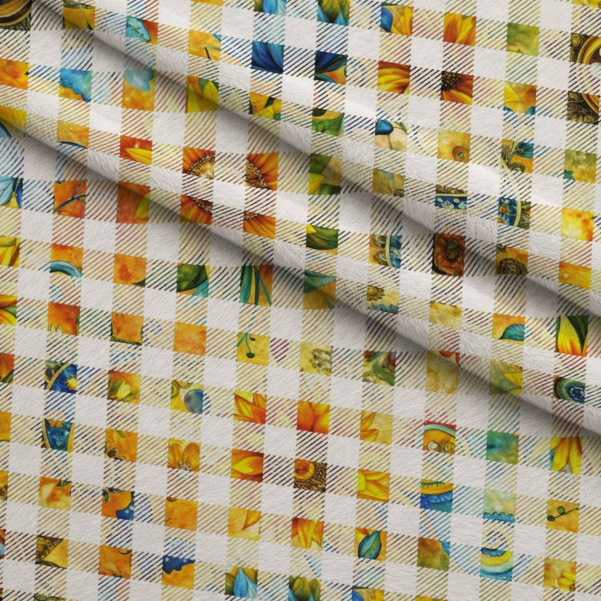 Golden Paisley Garden Pattern 17 Fleece Fabric — fleece fabric folded close-up preview (mv-fleece-v1:lying)