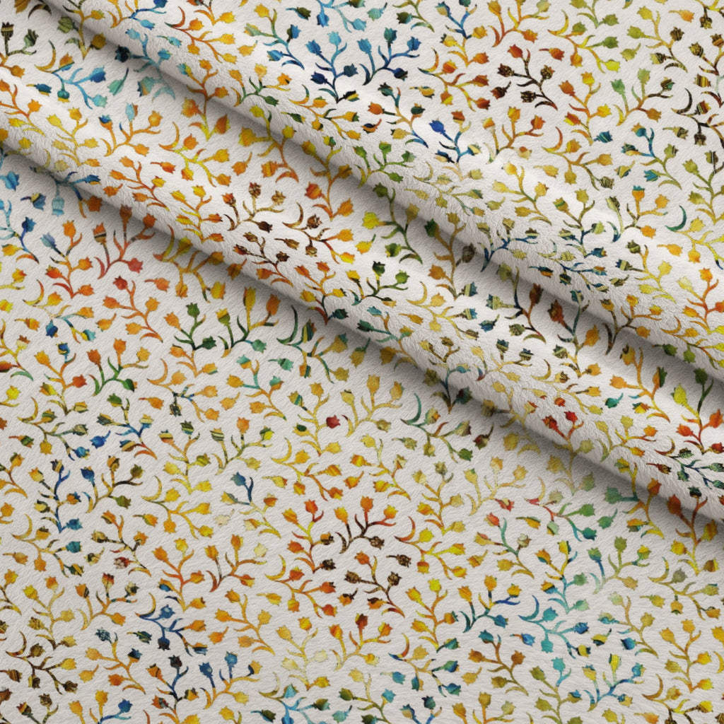 Golden Paisley Garden Pattern 20 Fleece Fabric — fleece fabric folded close-up preview (mv-fleece-v1:lying)