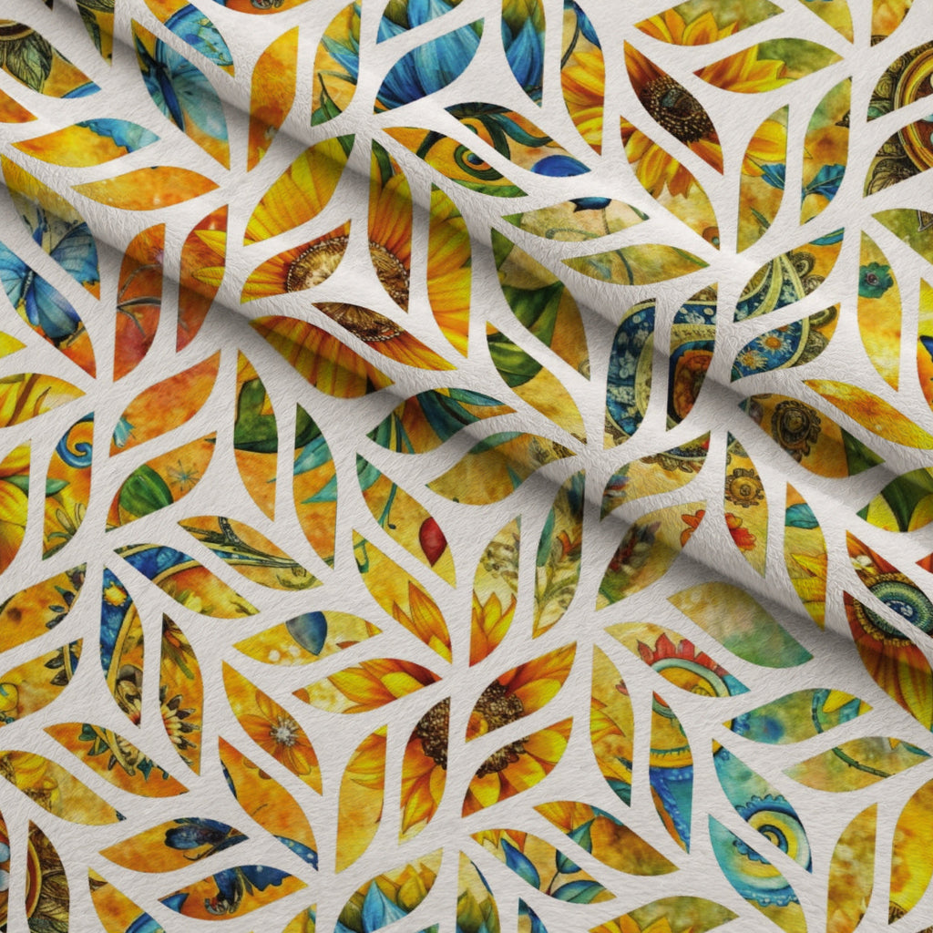 Golden Paisley Garden Pattern 22 Fleece Fabric — fleece fabric folded close-up preview (mv-fleece-v1:lying)