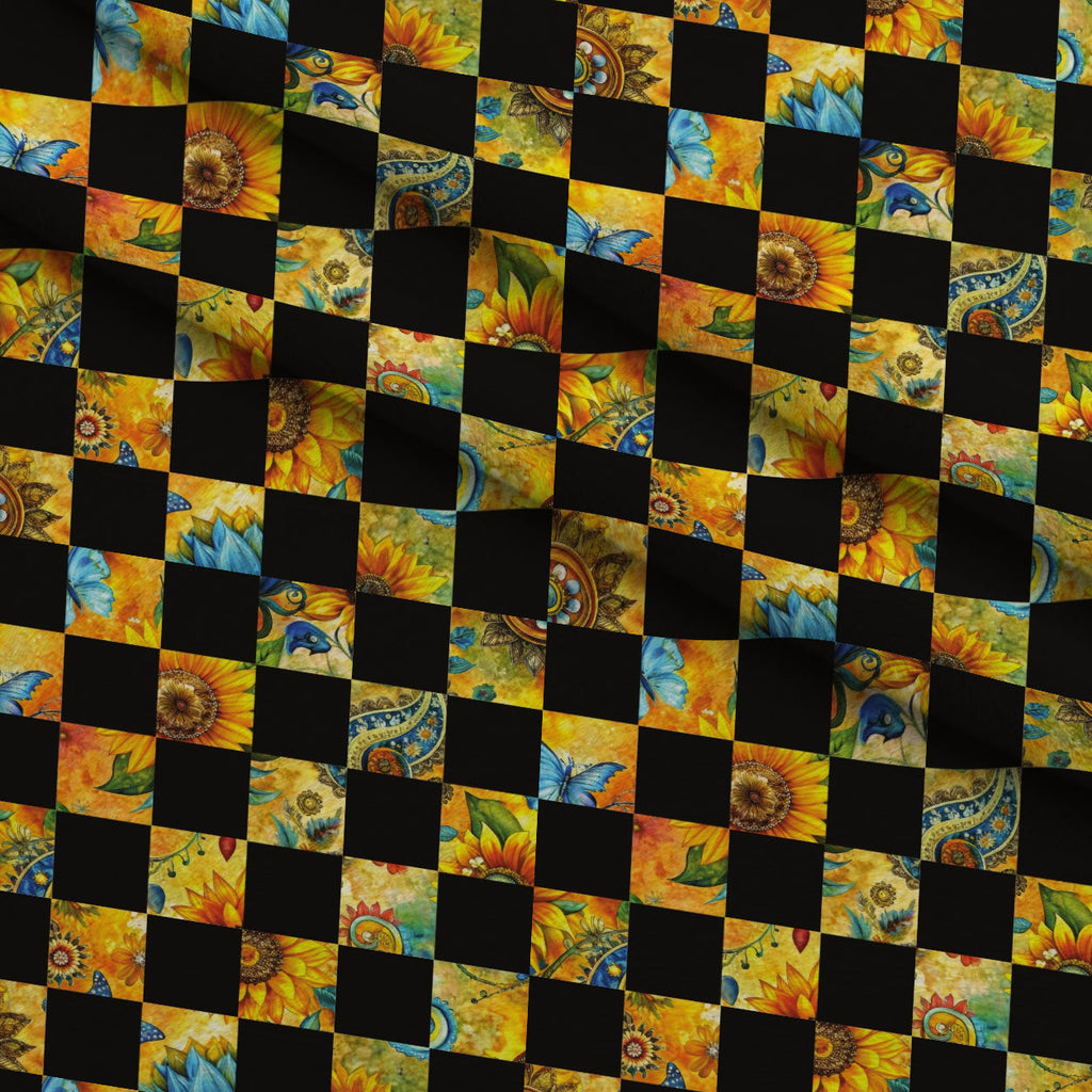 Golden Paisley Garden Pattern 23 Fleece Fabric — fleece fabric folded close-up preview (mv-fleece-v1:lying)
