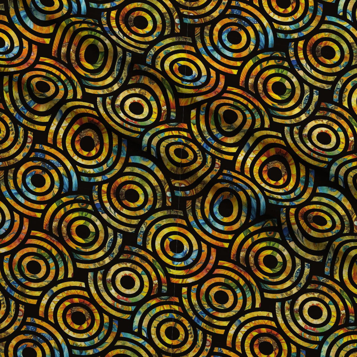 Golden Paisley Garden Pattern 26 Fleece Fabric — fleece fabric folded close-up preview (mv-fleece-v1:lying)