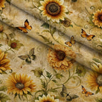 Golden Parchment Blooms Pattern 10 Fleece Fabric — fleece fabric folded close-up preview (mv-fleece-v1:lying)