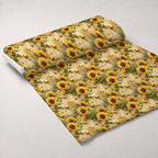 Golden Parchment Blooms Pattern 11 Fleece Fabric — fleece fabric unrolled bolt preview (mv-fleece-v1:bolt)