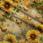 Golden Parchment Blooms Pattern 11 Fleece Fabric — fleece fabric folded close-up preview (mv-fleece-v1:lying)