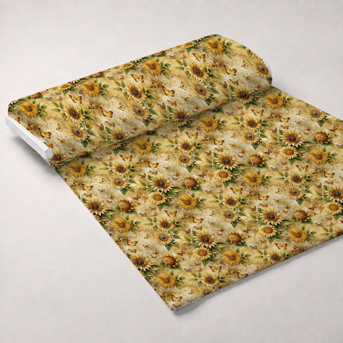 Golden Parchment Blooms Pattern 7 Fleece Fabric — fleece fabric unrolled bolt preview (mv-fleece-v1:bolt)