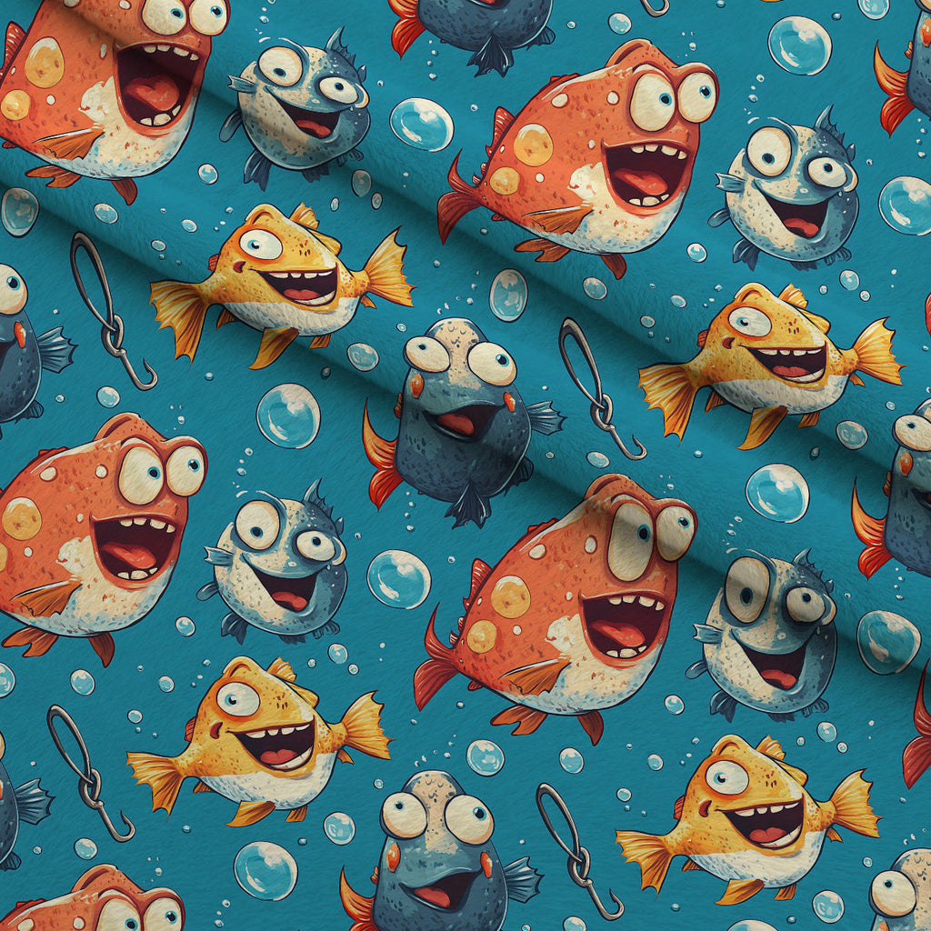 Googly Guppies Pattern 11 Fleece Fabric — fleece fabric folded close-up preview (mv-fleece-v1:lying)