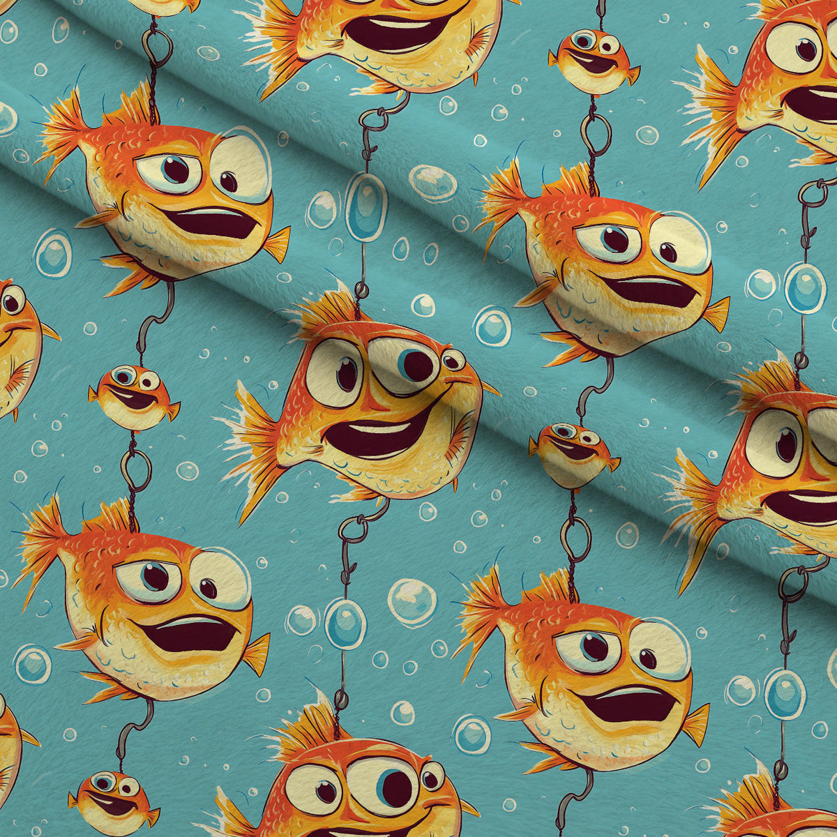 Googly Guppies Pattern 12 Fleece Fabric — fleece fabric folded close-up preview (mv-fleece-v1:lying)