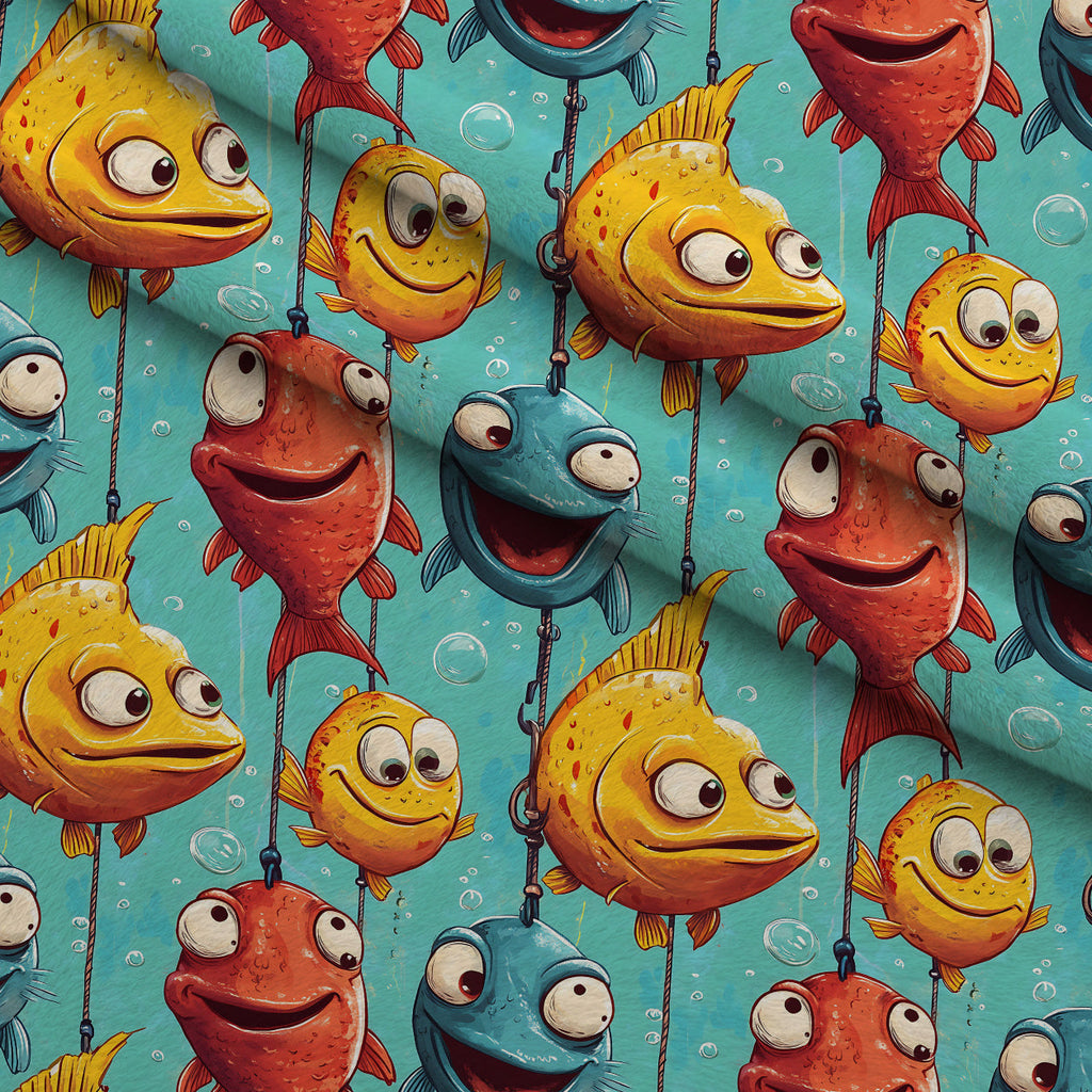 Googly Guppies Pattern 13 Fleece Fabric — fleece fabric folded close-up preview (mv-fleece-v1:lying)
