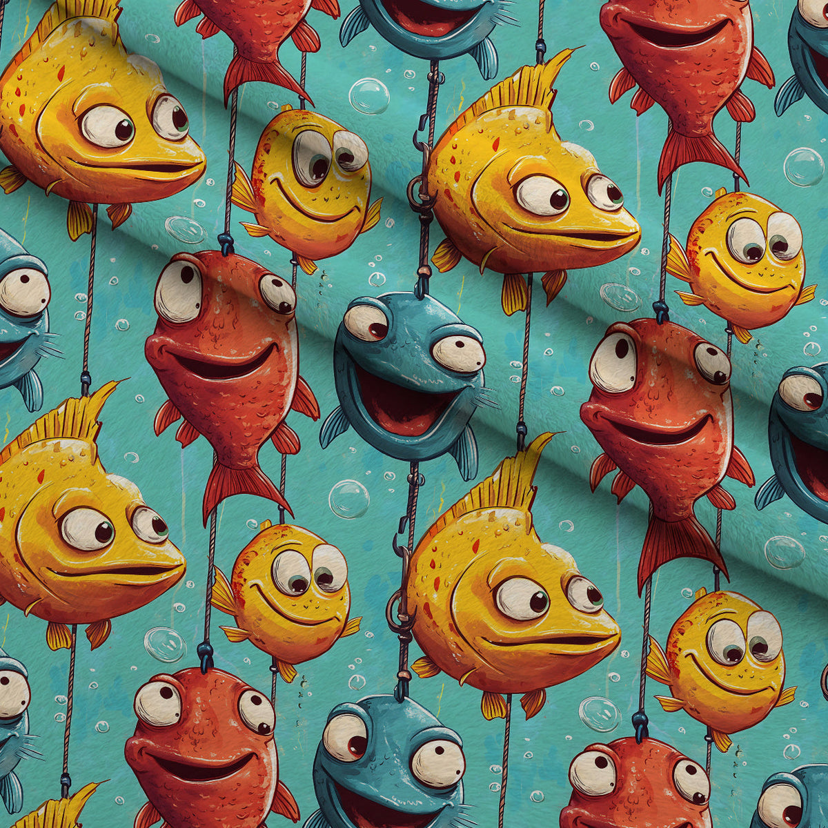 Googly Guppies Pattern 13 Fleece Fabric — fleece fabric folded close-up preview (mv-fleece-v1:lying)