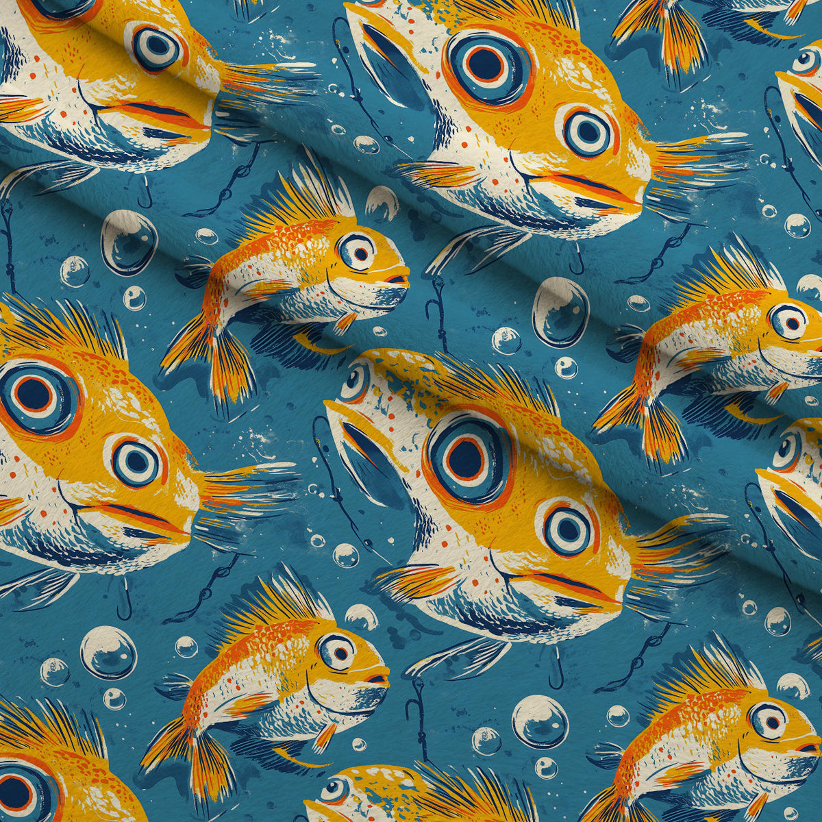 Googly Guppies Pattern 17 Fleece Fabric — fleece fabric folded close-up preview (mv-fleece-v1:lying)