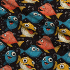 Googly Guppies Pattern 18 Fleece Fabric — fleece fabric folded close-up preview (mv-fleece-v1:lying)