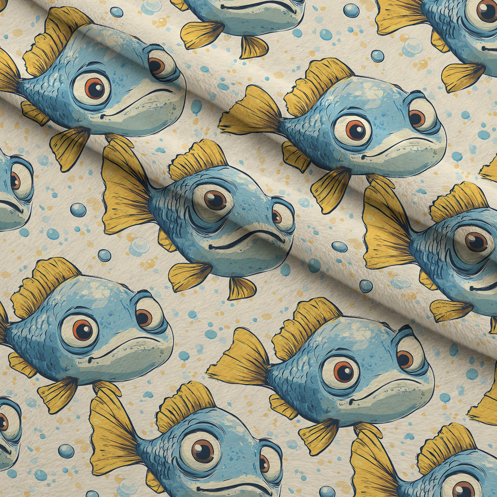 Googly Guppies Pattern 19 Fleece Fabric — fleece fabric folded close-up preview (mv-fleece-v1:lying)