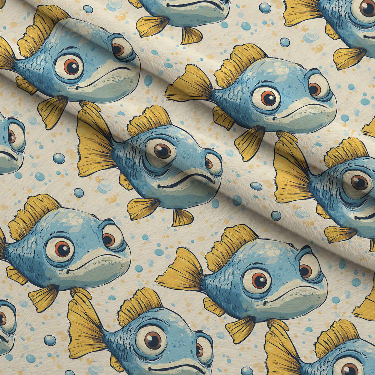 Googly Guppies Pattern 19 Fleece Fabric — fleece fabric folded close-up preview (mv-fleece-v1:lying)