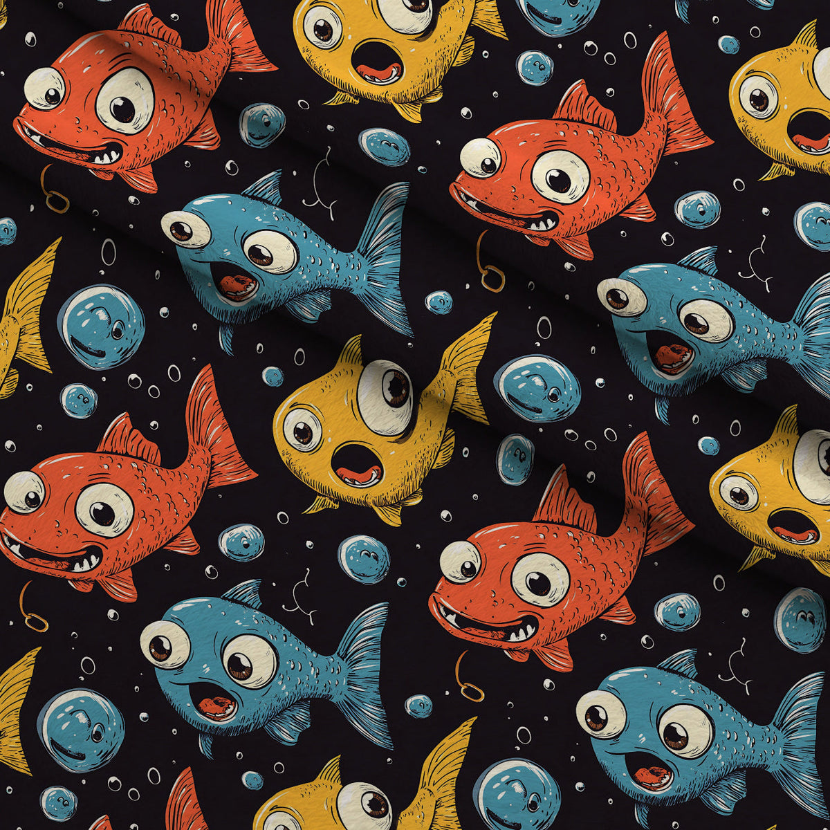 Googly Guppies Pattern 2 Fleece Fabric — fleece fabric folded close-up preview (mv-fleece-v1:lying)