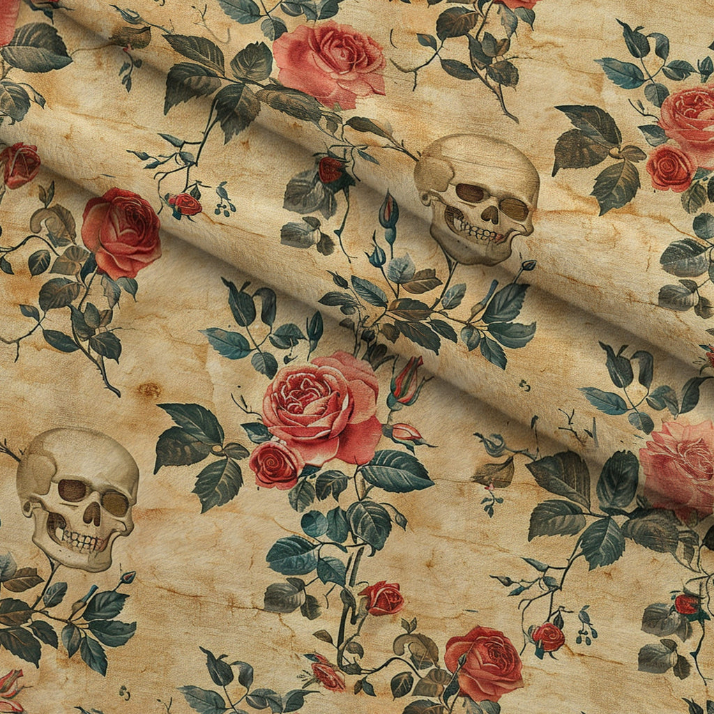 Gothic Blooms Pattern 1 Fleece Fabric — fleece fabric folded close-up preview (mv-fleece-v1:lying)