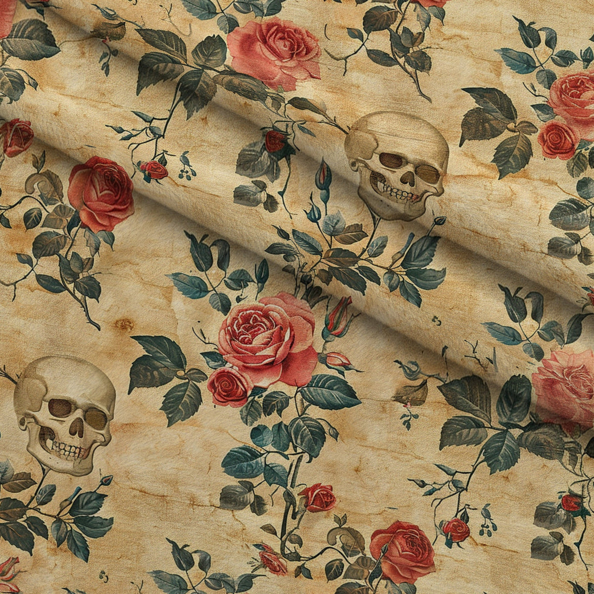 Gothic Blooms Pattern 1 Fleece Fabric — fleece fabric folded close-up preview (mv-fleece-v1:lying)