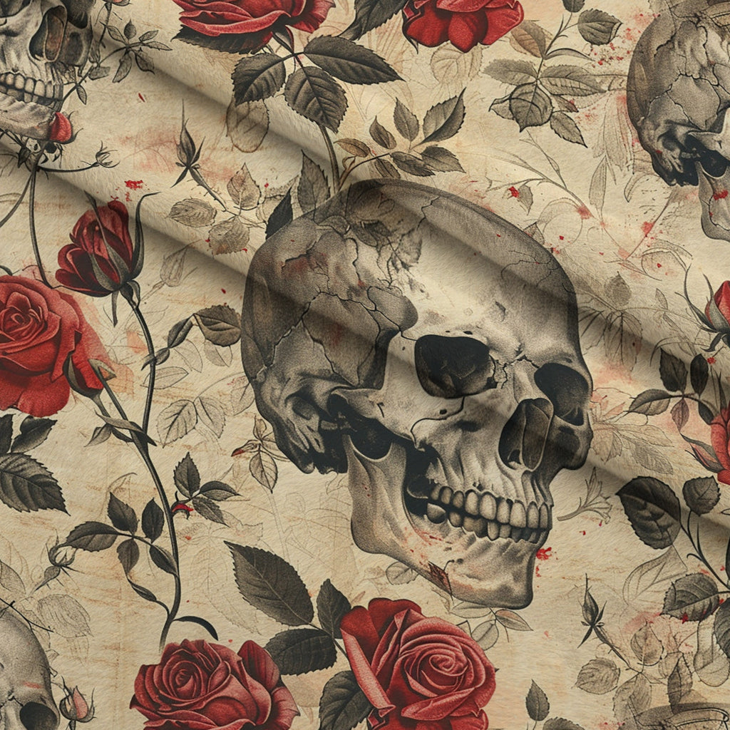Gothic Blooms Pattern 10 Fleece Fabric — fleece fabric folded close-up preview (mv-fleece-v1:lying)