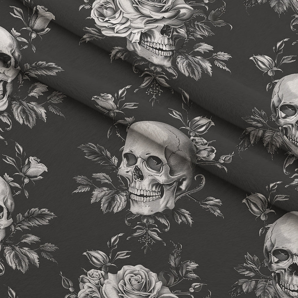 Gothic Blooms Pattern 2 Fleece Fabric — fleece fabric folded close-up preview (mv-fleece-v1:lying)