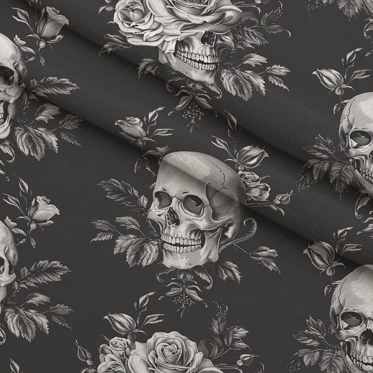 Gothic Blooms Pattern 2 Fleece Fabric — fleece fabric folded close-up preview (mv-fleece-v1:lying)