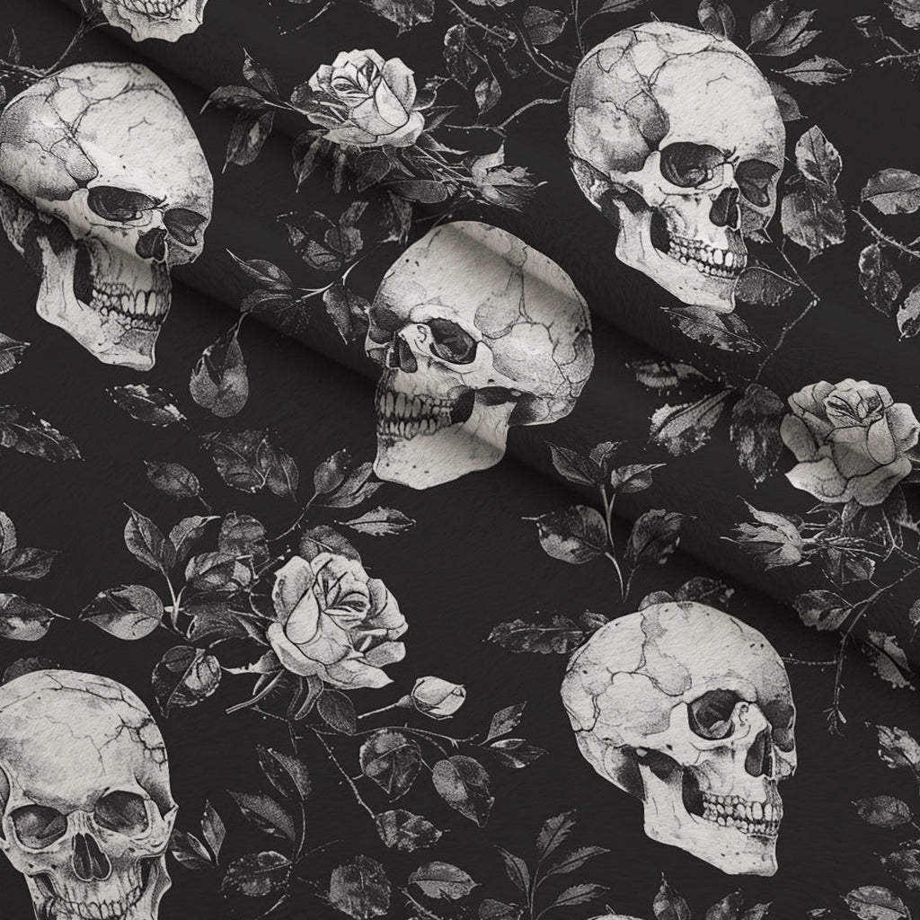 Gothic Blooms Pattern 3 Fleece Fabric — fleece fabric folded close-up preview (mv-fleece-v1:lying)
