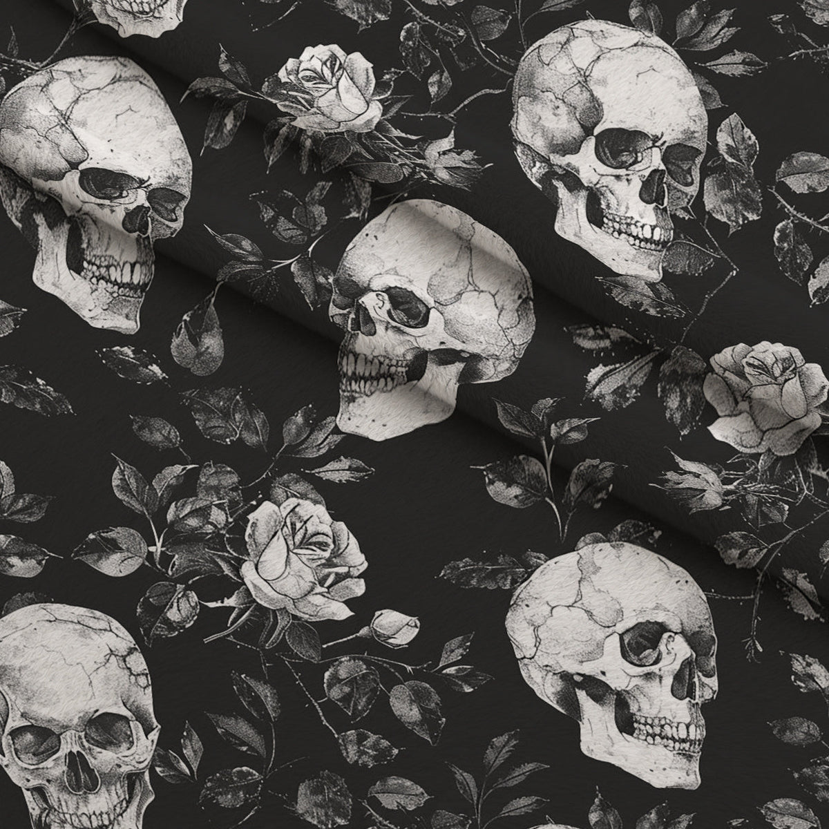 Gothic Blooms Pattern 3 Fleece Fabric — fleece fabric folded close-up preview (mv-fleece-v1:lying)