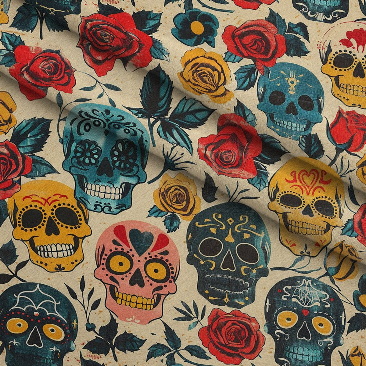 Gothic Blooms Pattern 4 Fleece Fabric — fleece fabric folded close-up preview (mv-fleece-v1:lying)