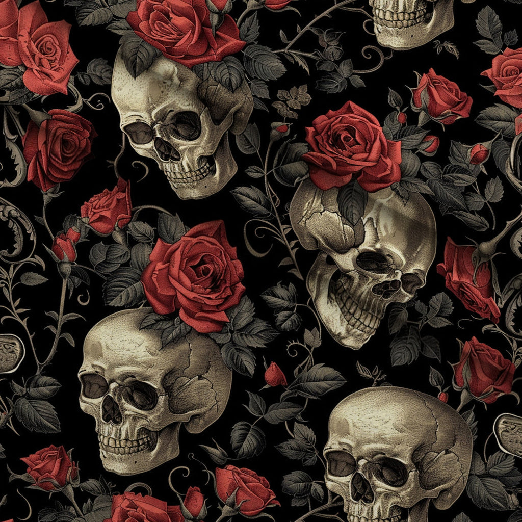 Gothic Blooms Pattern 5 Fleece Fabric — fleece fabric folded close-up preview (mv-fleece-v1:lying)