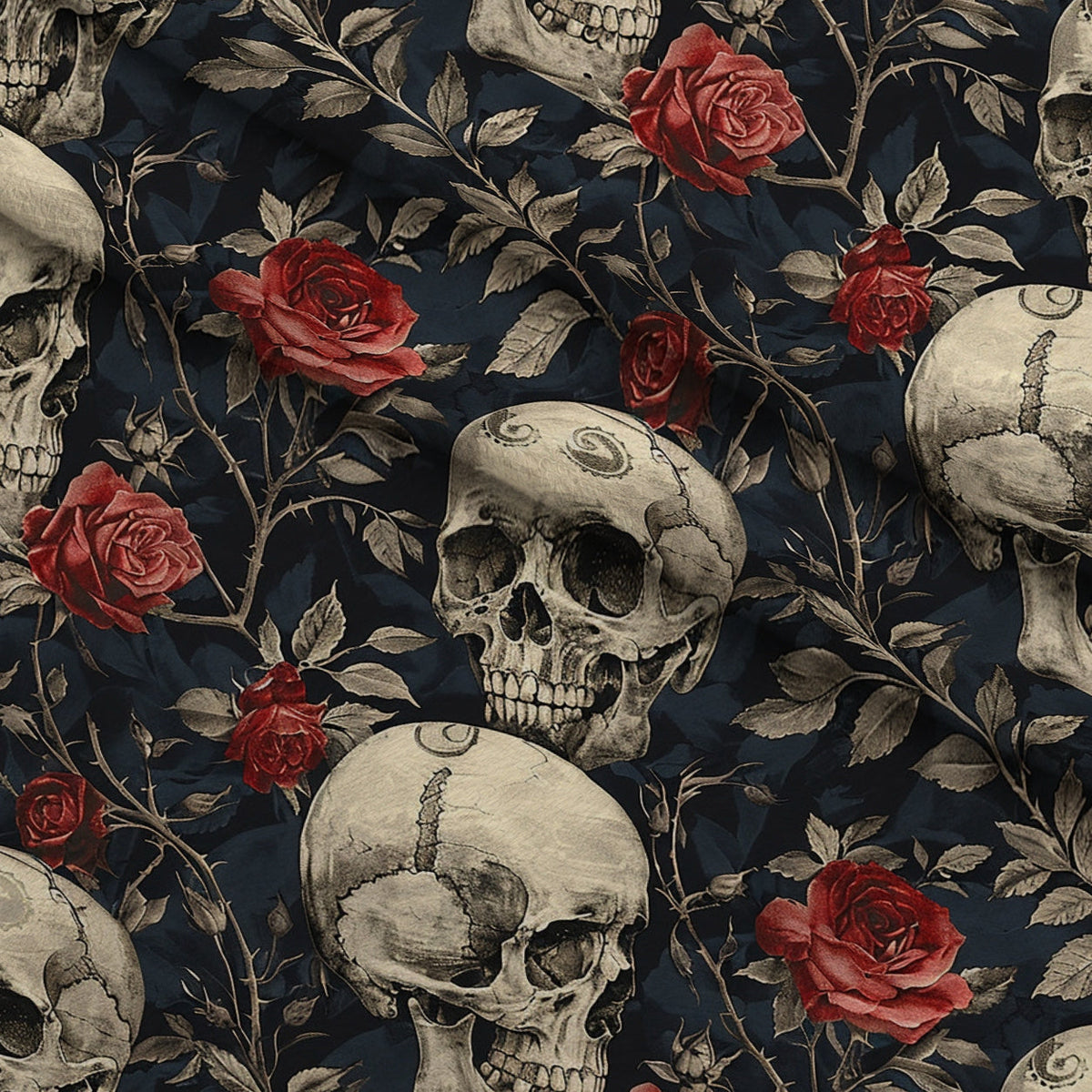 Gothic Blooms Pattern 6 Fleece Fabric — fleece fabric folded close-up preview (mv-fleece-v1:lying)
