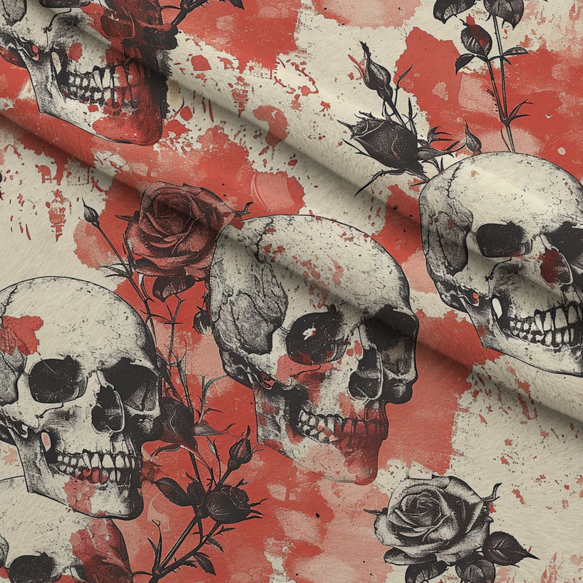 Gothic Blooms Pattern 7 Fleece Fabric — fleece fabric folded close-up preview (mv-fleece-v1:lying)