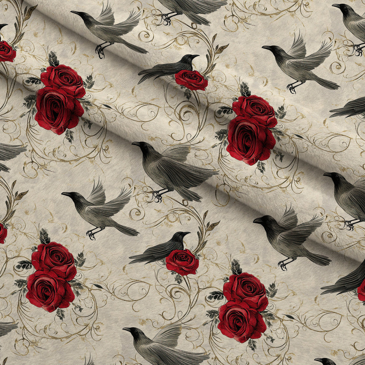 Gothic Fairytale Pattern 20 Fleece Fabric — fleece fabric folded close-up preview (mv-fleece-v1:lying)
