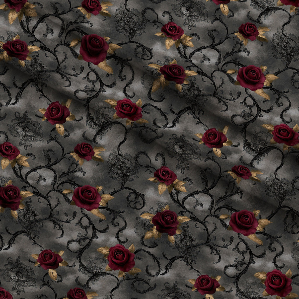 Gothic Fairytale Pattern 24 Fleece Fabric — fleece fabric folded close-up preview (mv-fleece-v1:lying)