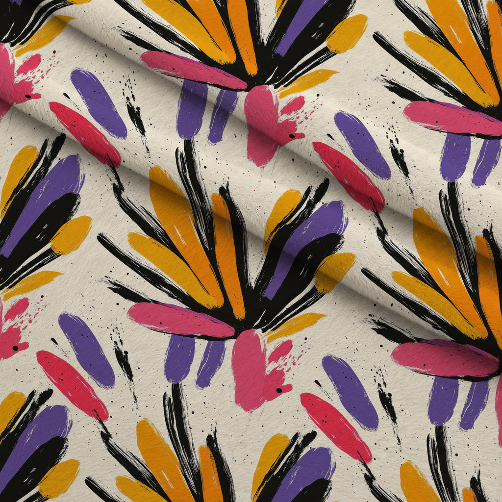 Gouache Garden Pattern 9 Fleece Fabric — fleece fabric folded close-up preview (mv-fleece-v1:lying)