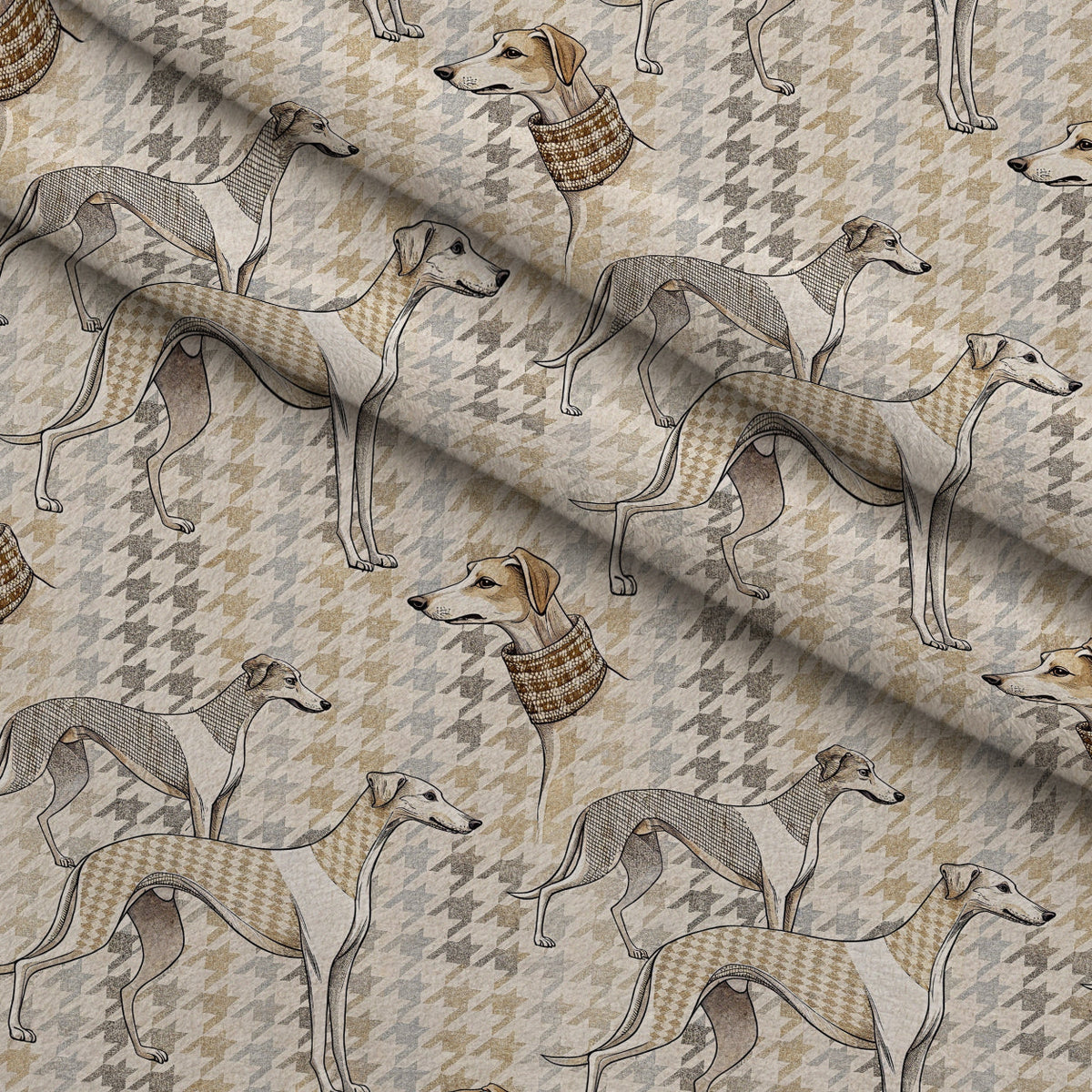 Greyhound Tweed Pattern 10 Fleece Fabric — fleece fabric folded close-up preview (mv-fleece-v1:lying)