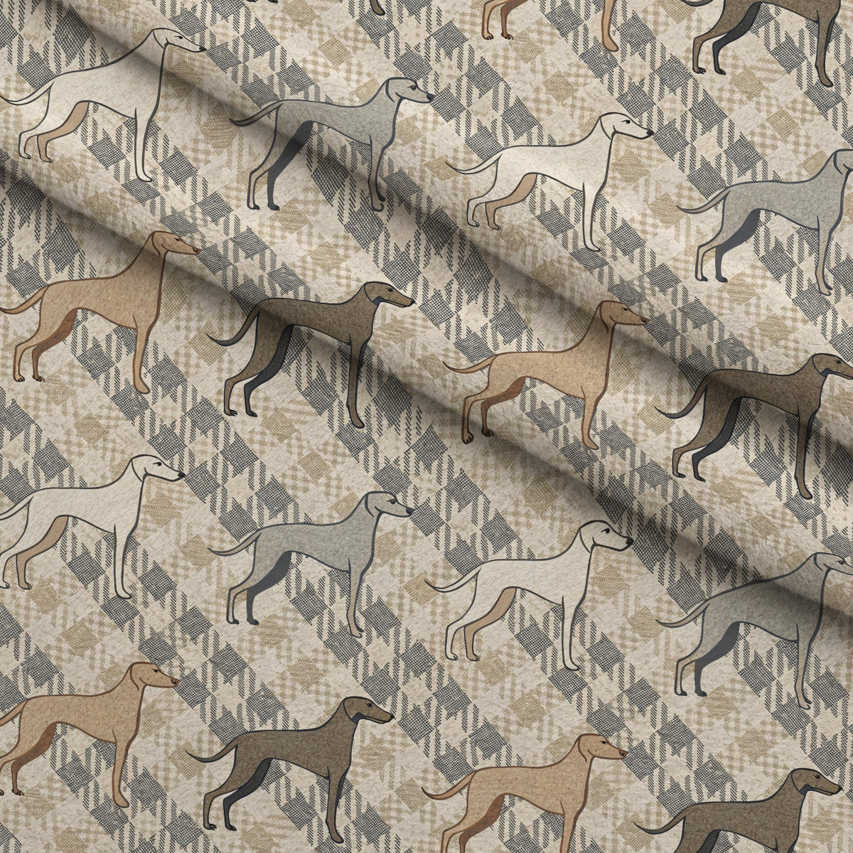Greyhound Tweed Pattern 5 Fleece Fabric — fleece fabric folded close-up preview (mv-fleece-v1:lying)