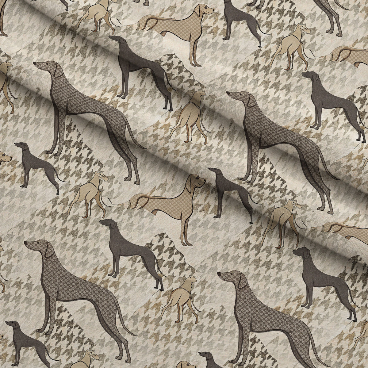 Greyhound Tweed Pattern 9 Fleece Fabric — fleece fabric folded close-up preview (mv-fleece-v1:lying)