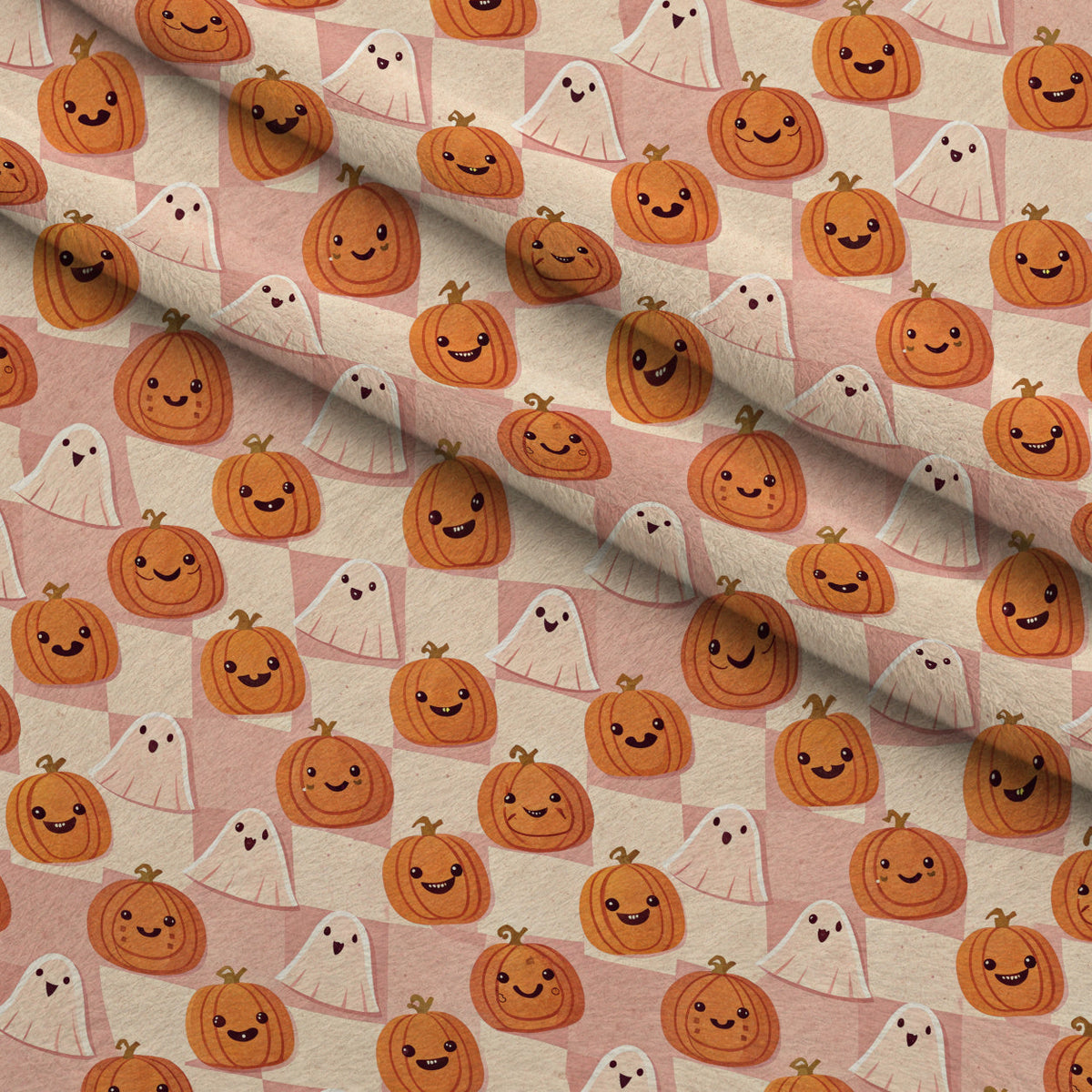 Groovy Ghouls Pattern 1 Fleece Fabric — fleece fabric folded close-up preview (mv-fleece-v1:lying)