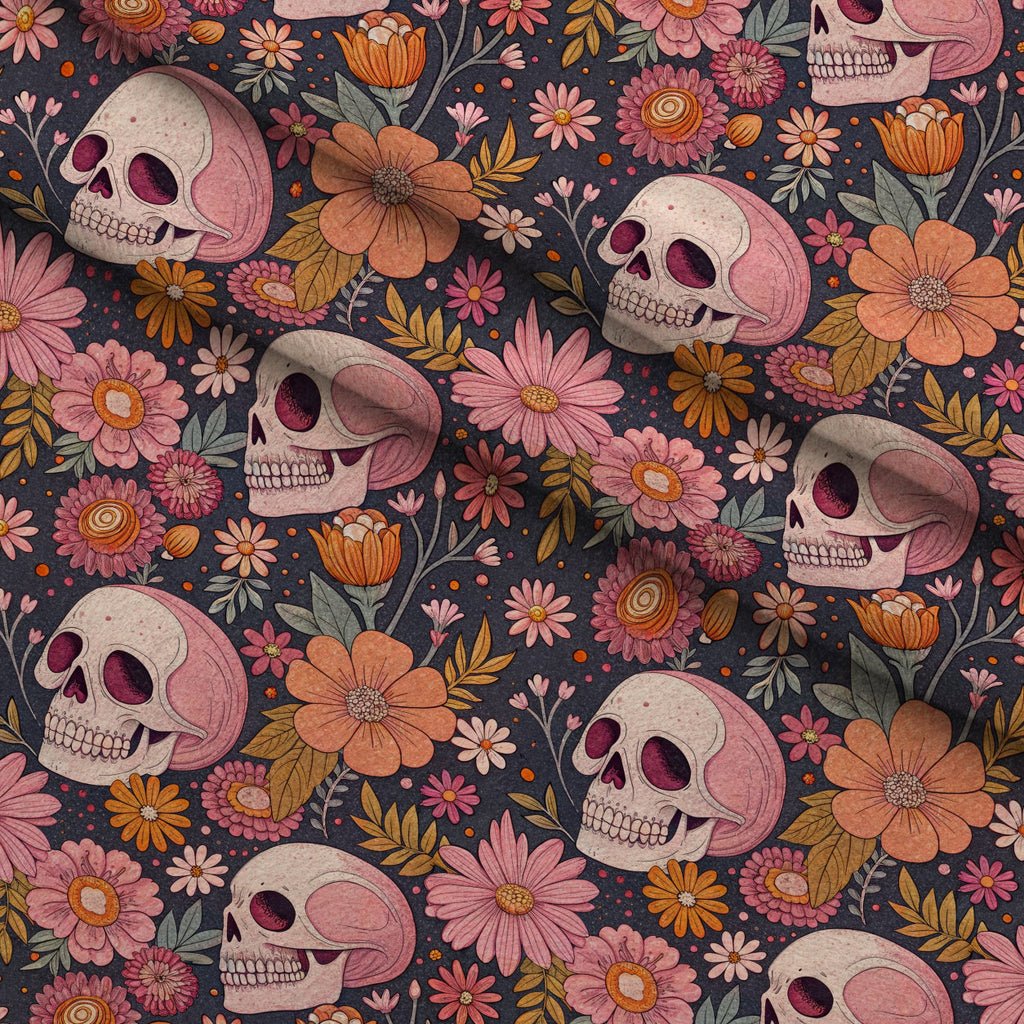 Groovy Ghouls Pattern 15 Fleece Fabric — fleece fabric folded close-up preview (mv-fleece-v1:lying)
