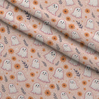 Groovy Ghouls Pattern 2 Fleece Fabric — fleece fabric folded close-up preview (mv-fleece-v1:lying)