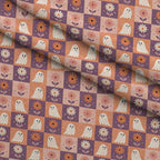 Groovy Ghouls Pattern 21 Fleece Fabric — fleece fabric folded close-up preview (mv-fleece-v1:lying)