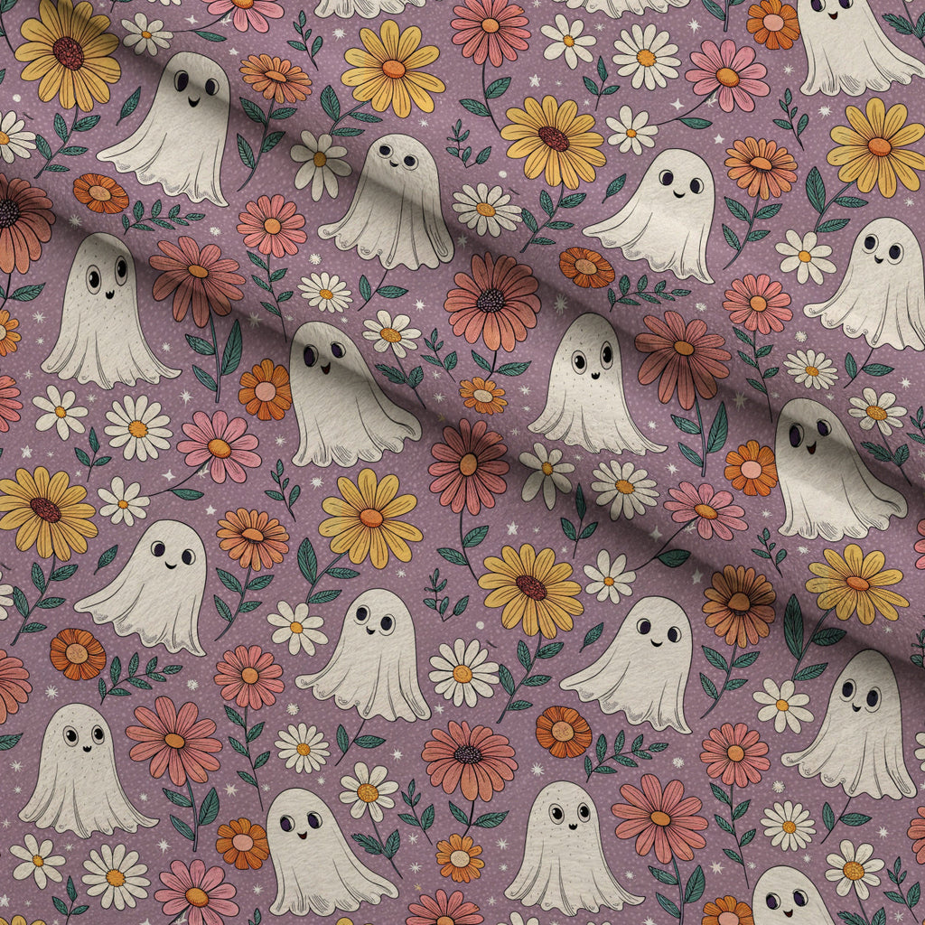 Groovy Ghouls Pattern 4 Fleece Fabric — fleece fabric folded close-up preview (mv-fleece-v1:lying)