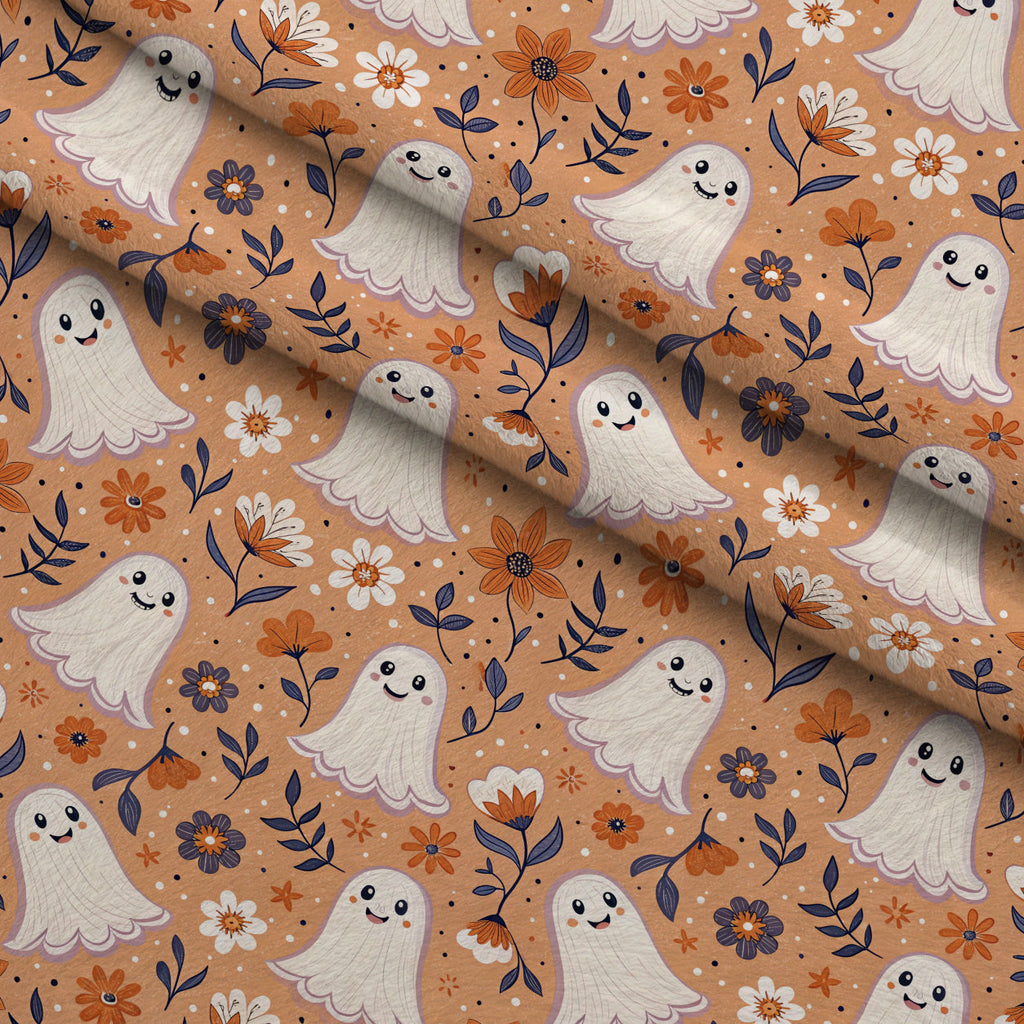 Groovy Ghouls Pattern 8 Fleece Fabric — fleece fabric folded close-up preview (mv-fleece-v1:lying)