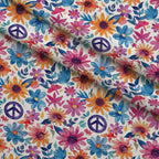 Groovy Peace Blooms Pattern 2 Fleece Fabric — fleece fabric folded close-up preview (mv-fleece-v1:lying)